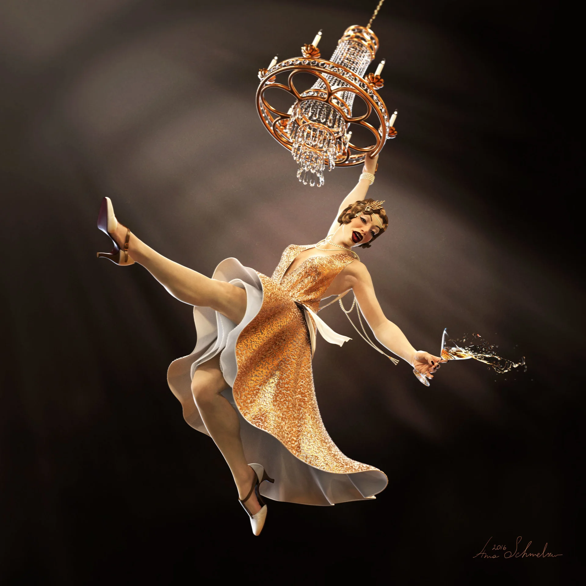 Chandelier Girl stylized character design in ZBrush by Anna Schmelzer