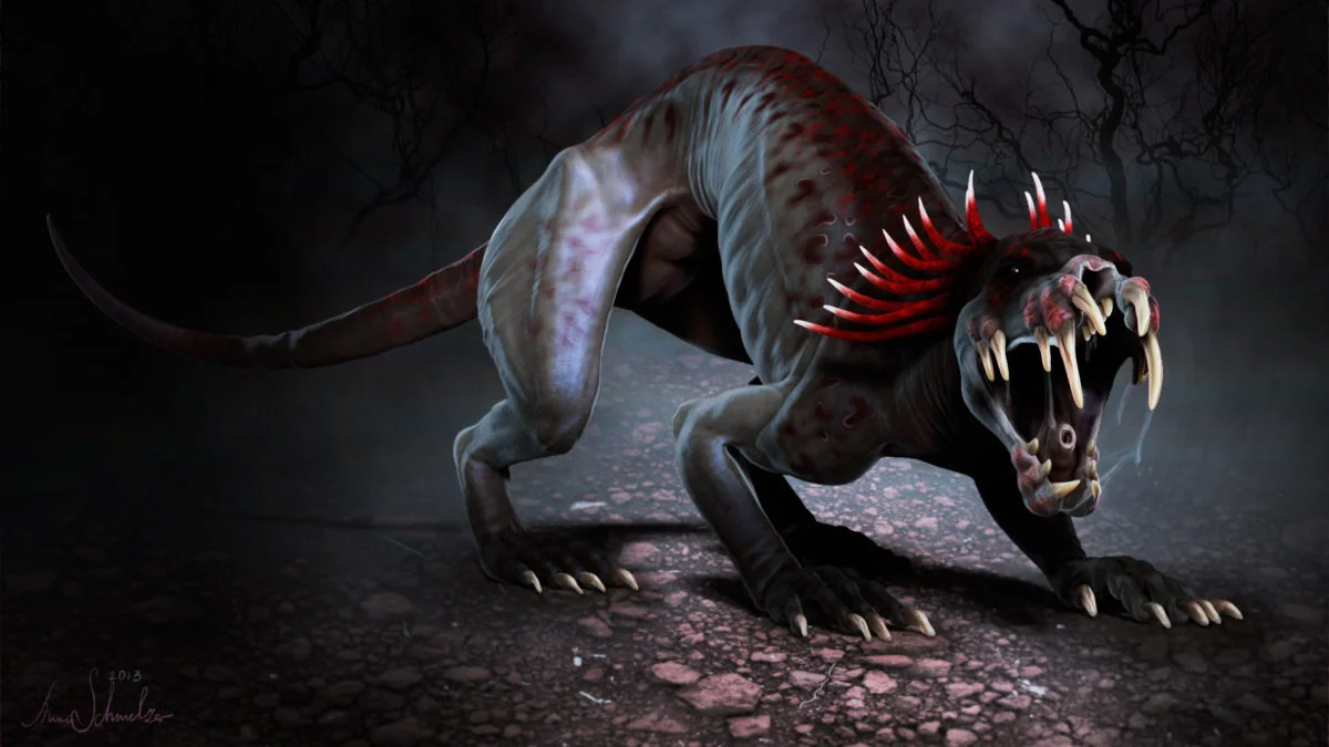 Stylized Chupacabra creature design sculpt by Anna Schmelzer