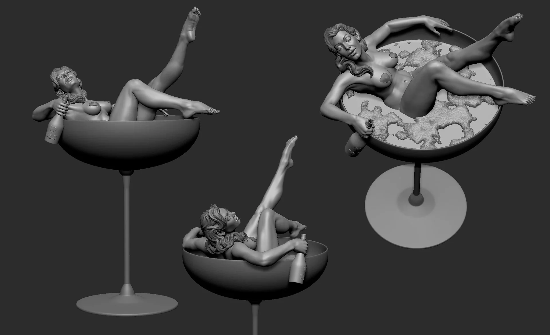 ZBrush work-in-progress screenshots for the Girl in Glass character sculpt by Anna Schmelzer