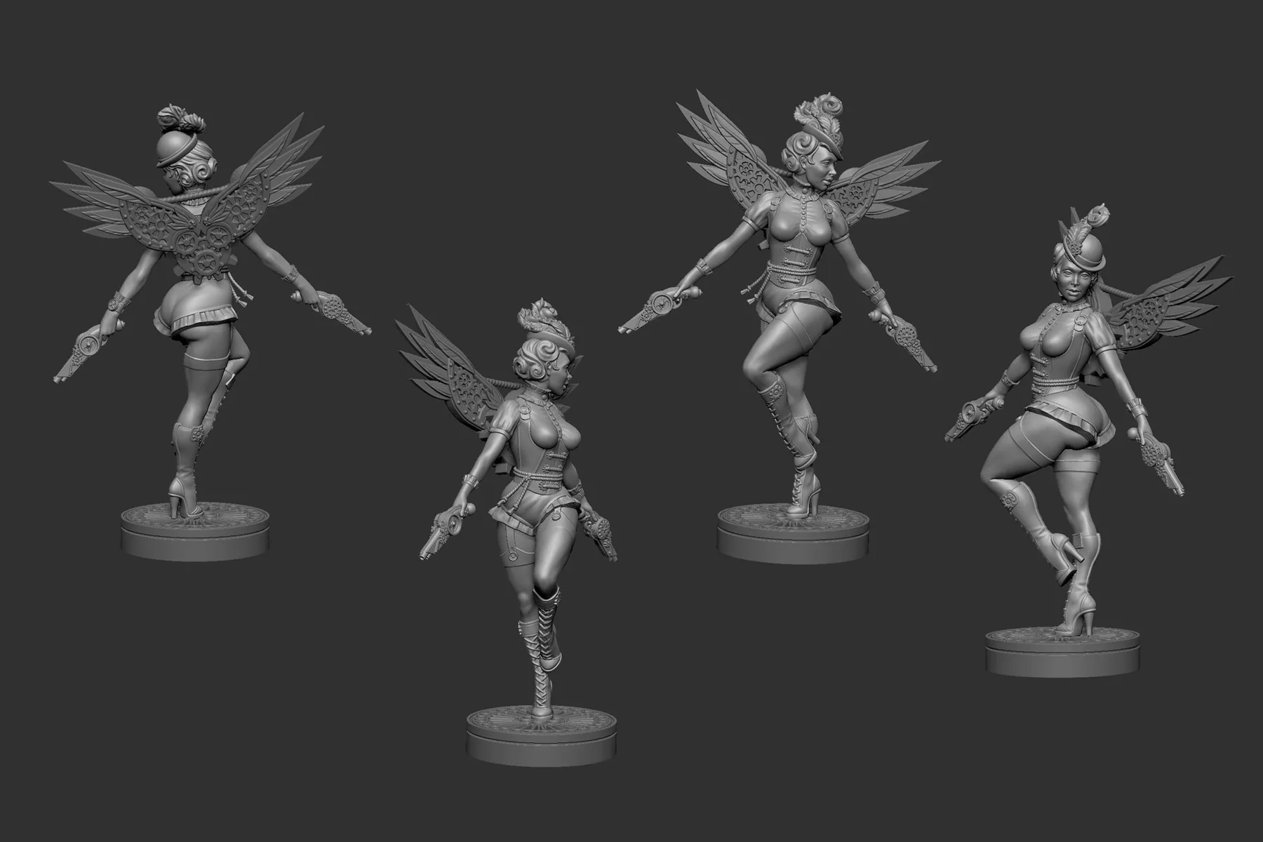 ZBrush turnaround of the Vicky Victorian Angels collectible sculpture by Anna Schmelzer