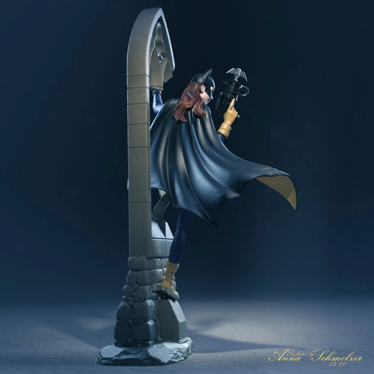 Batgirl DC-inspired fanart sculpt in ZBrush by Anna Schmelzer