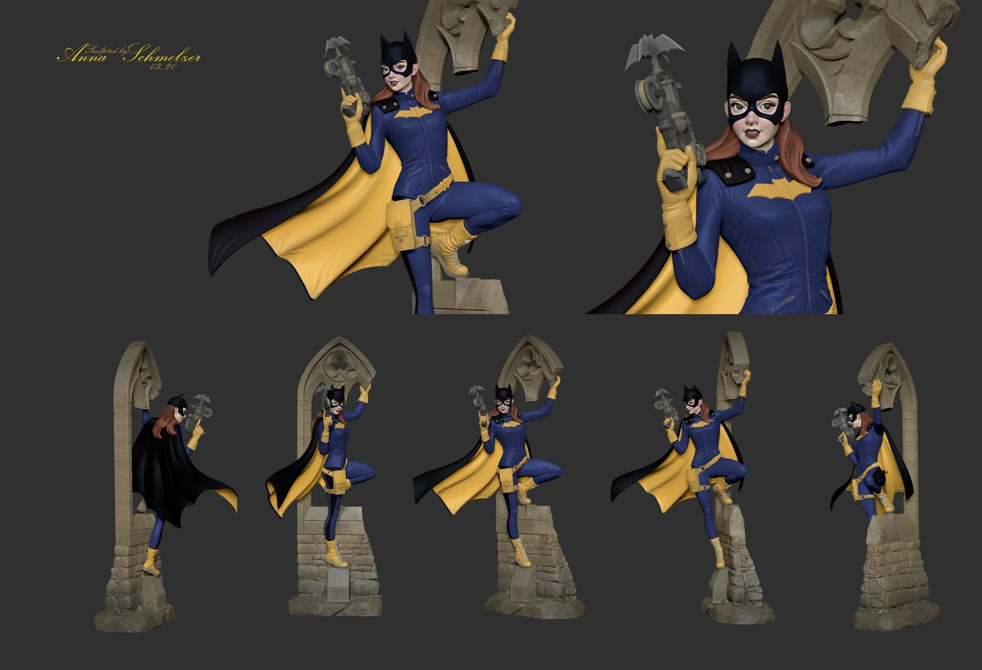 Batgirl fanart collectible sculpt created during Vertex School training by Anna Schmelzer