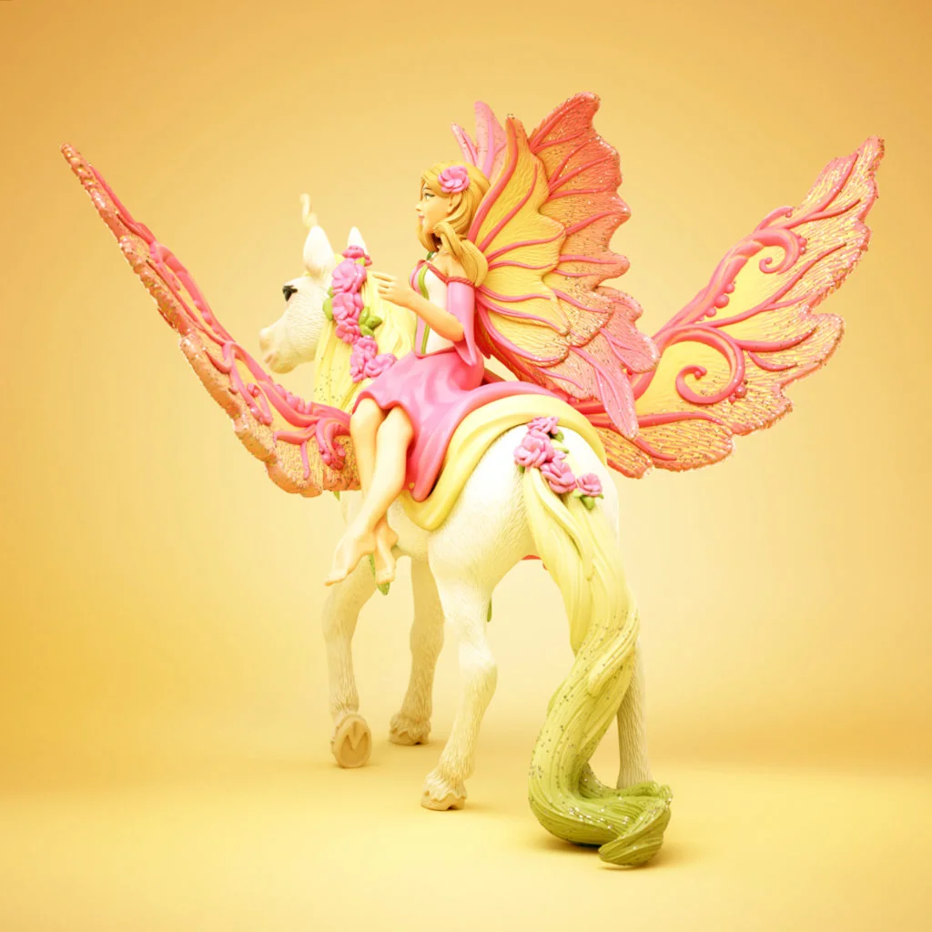 Three-quarter render of the Feya on Butterfly Pegasus toy sculpt by Anna Schmelzer
