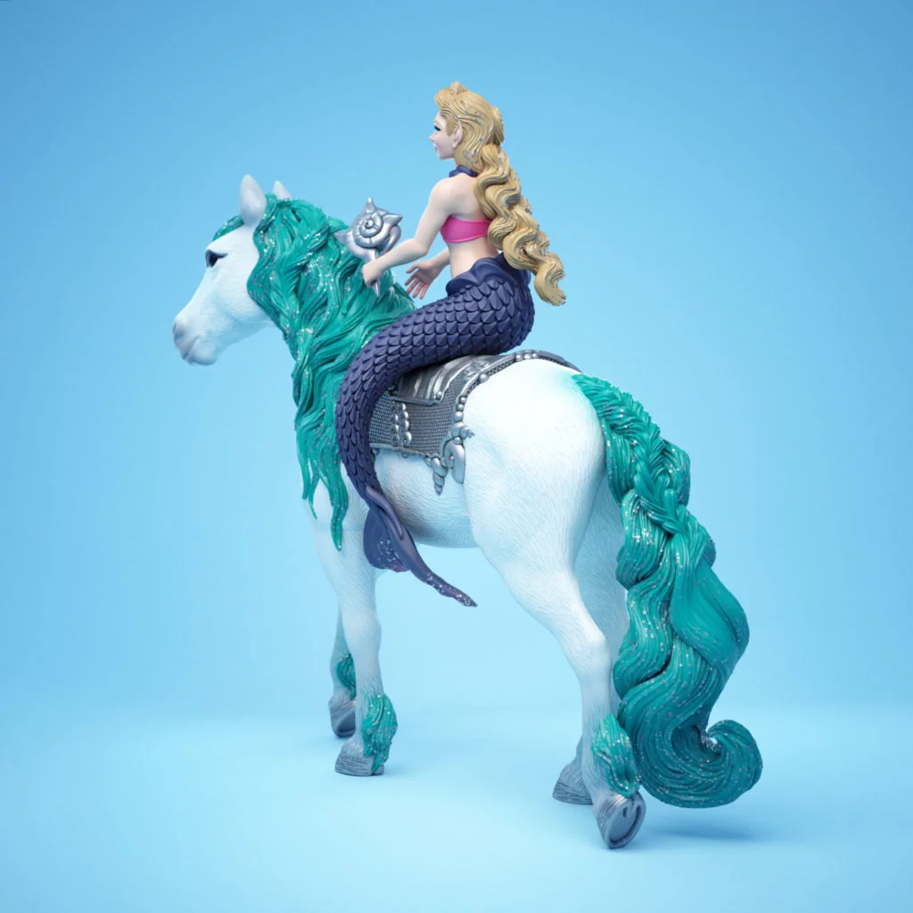 Detailed presentation render of the Bayala Gabriella Mermaid Schleich figure by Anna Schmelzer