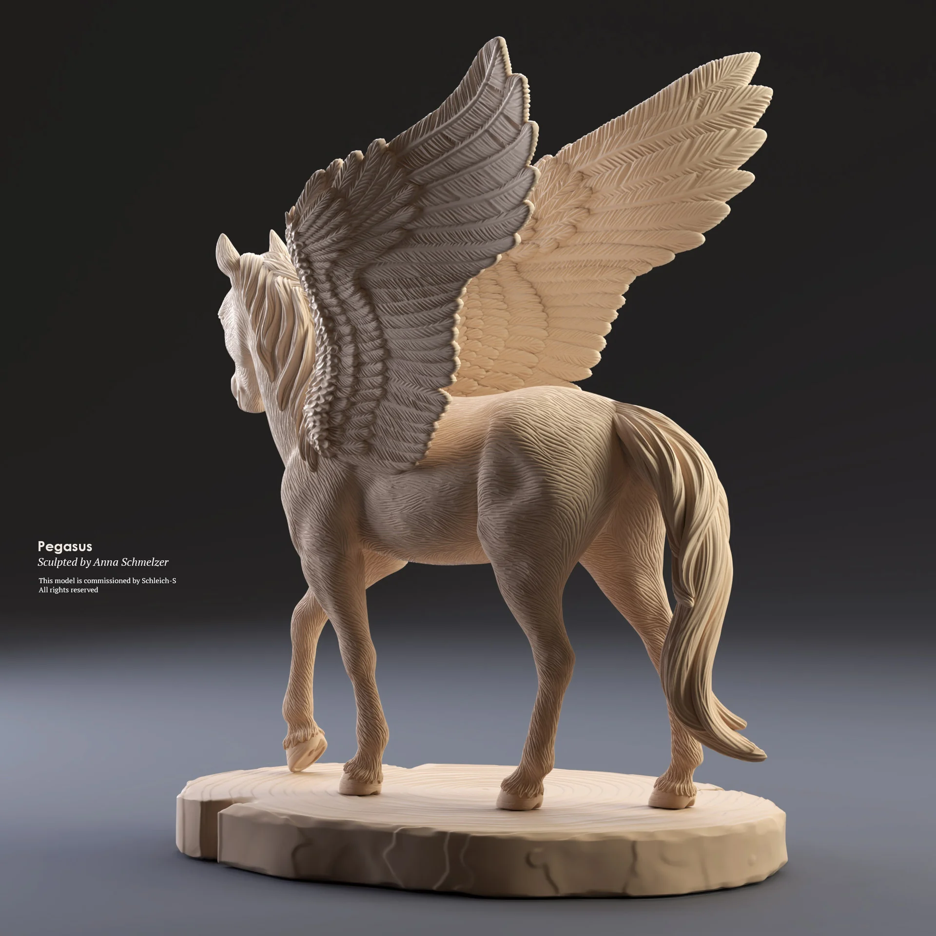 Back view of the Bayala Pegasus toy sculpt for Schleich by Anna Schmelzer