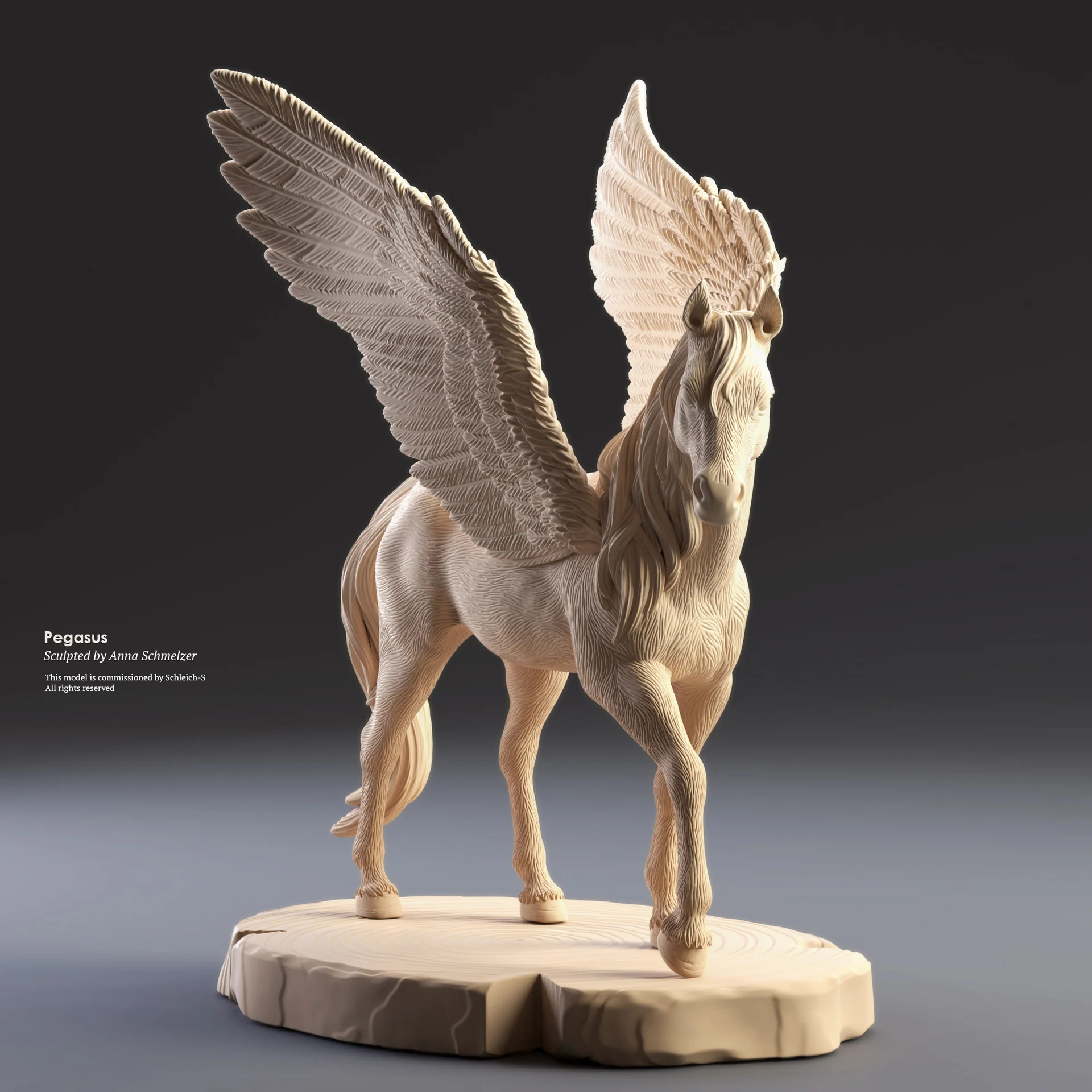 Front view of the Bayala Pegasus toy sculpt for Schleich by Anna Schmelzer