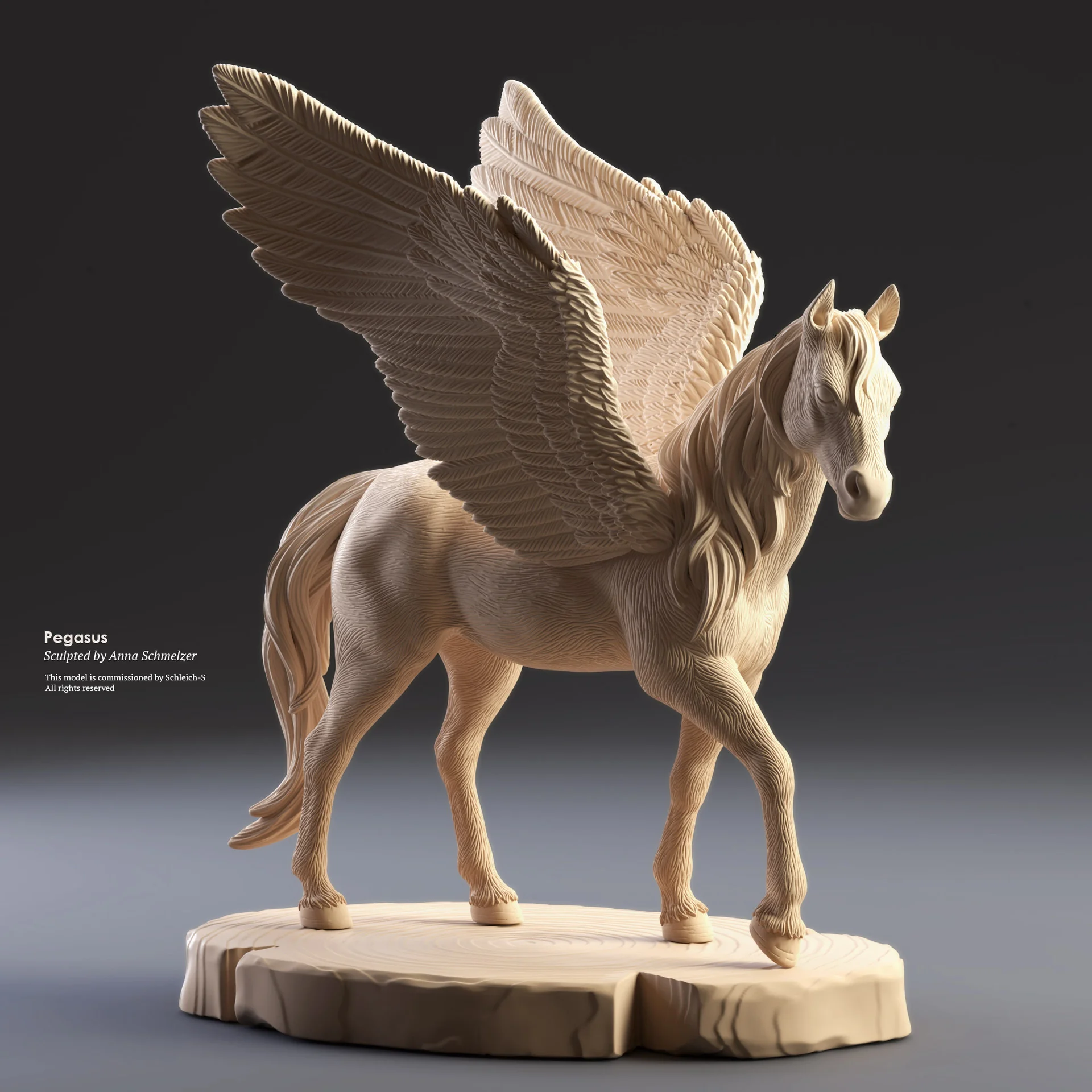 Right-side view of the Bayala Pegasus toy sculpt by Anna Schmelzer