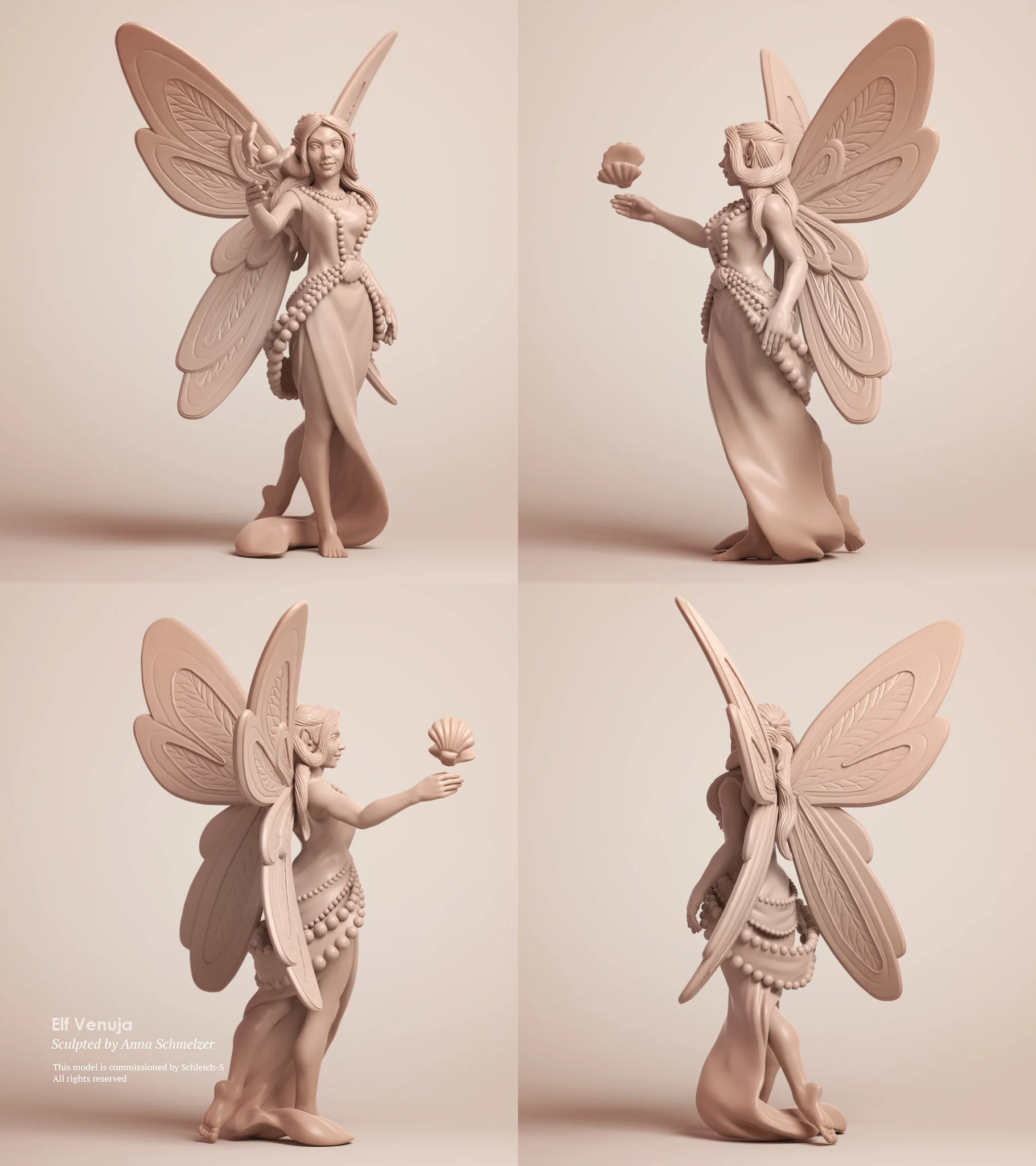Clay-angle views of the Bayala Venuja toy sculpt by Anna Schmelzer