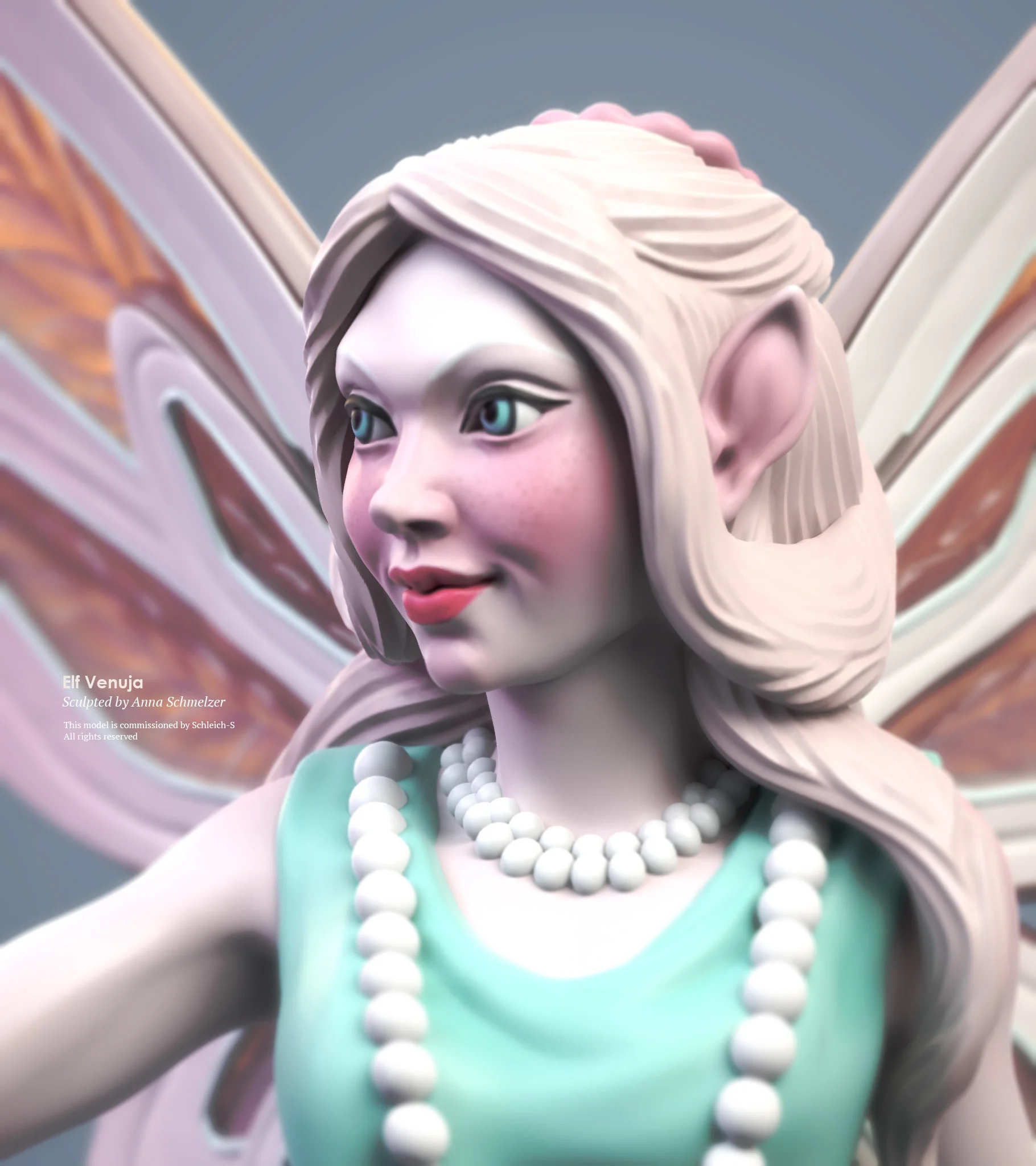 Close-up render of the Bayala Venuja toy sculpt by Anna Schmelzer