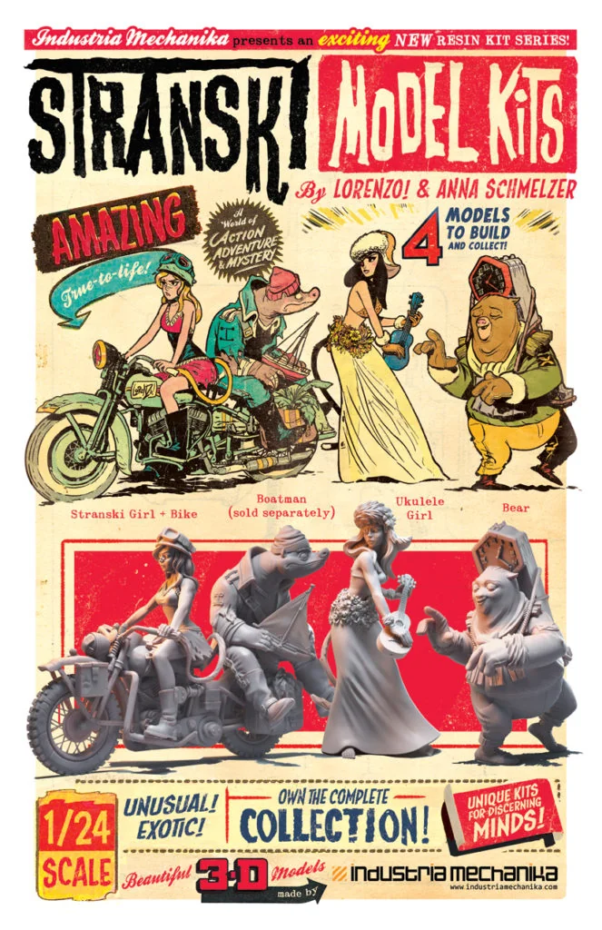 Collectible model kit lineup for the Stranski series by Anna Schmelzer and Industria Mechanika