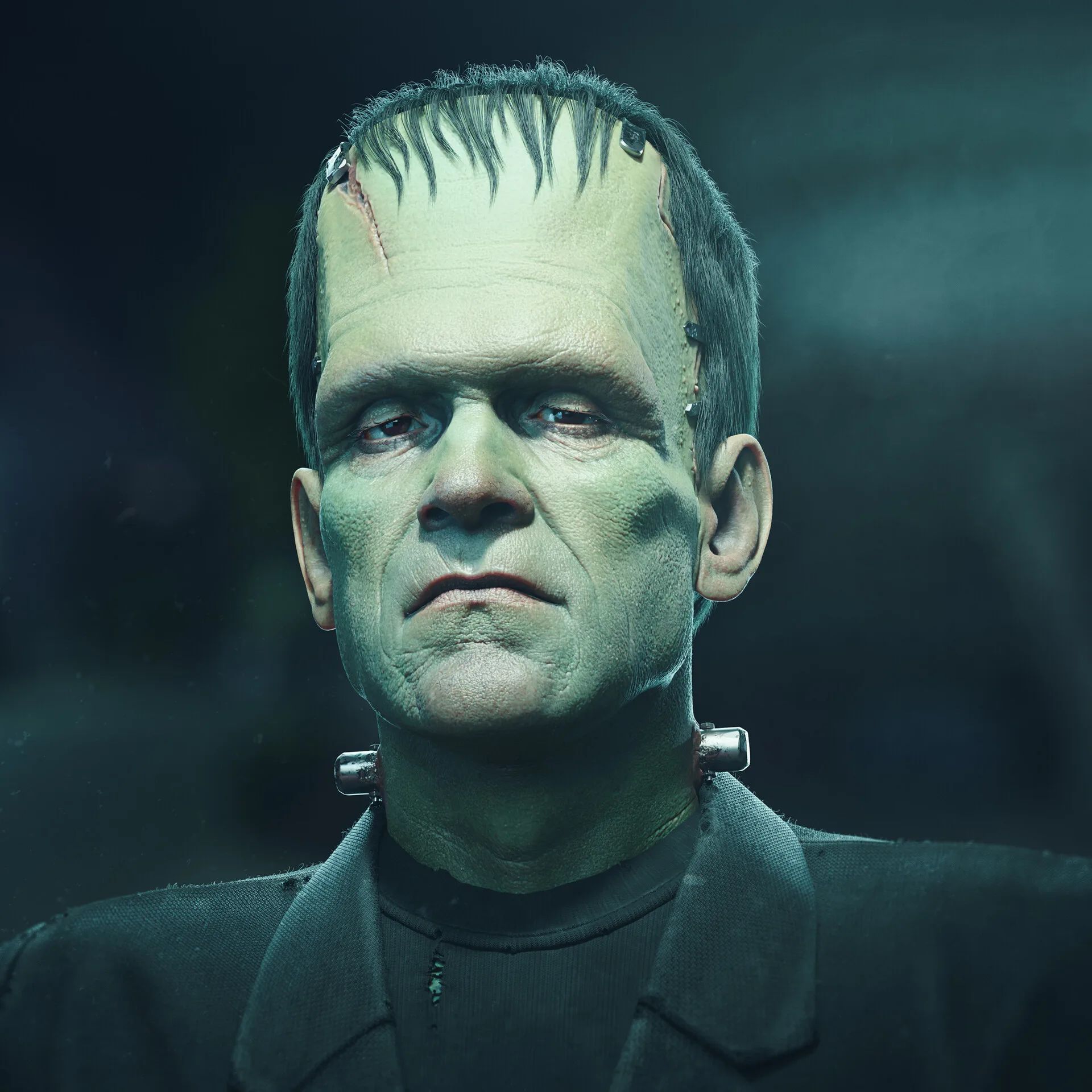Frankenstein's Monster — front-right view character model with SSS skin shader by Anna Schmelzer