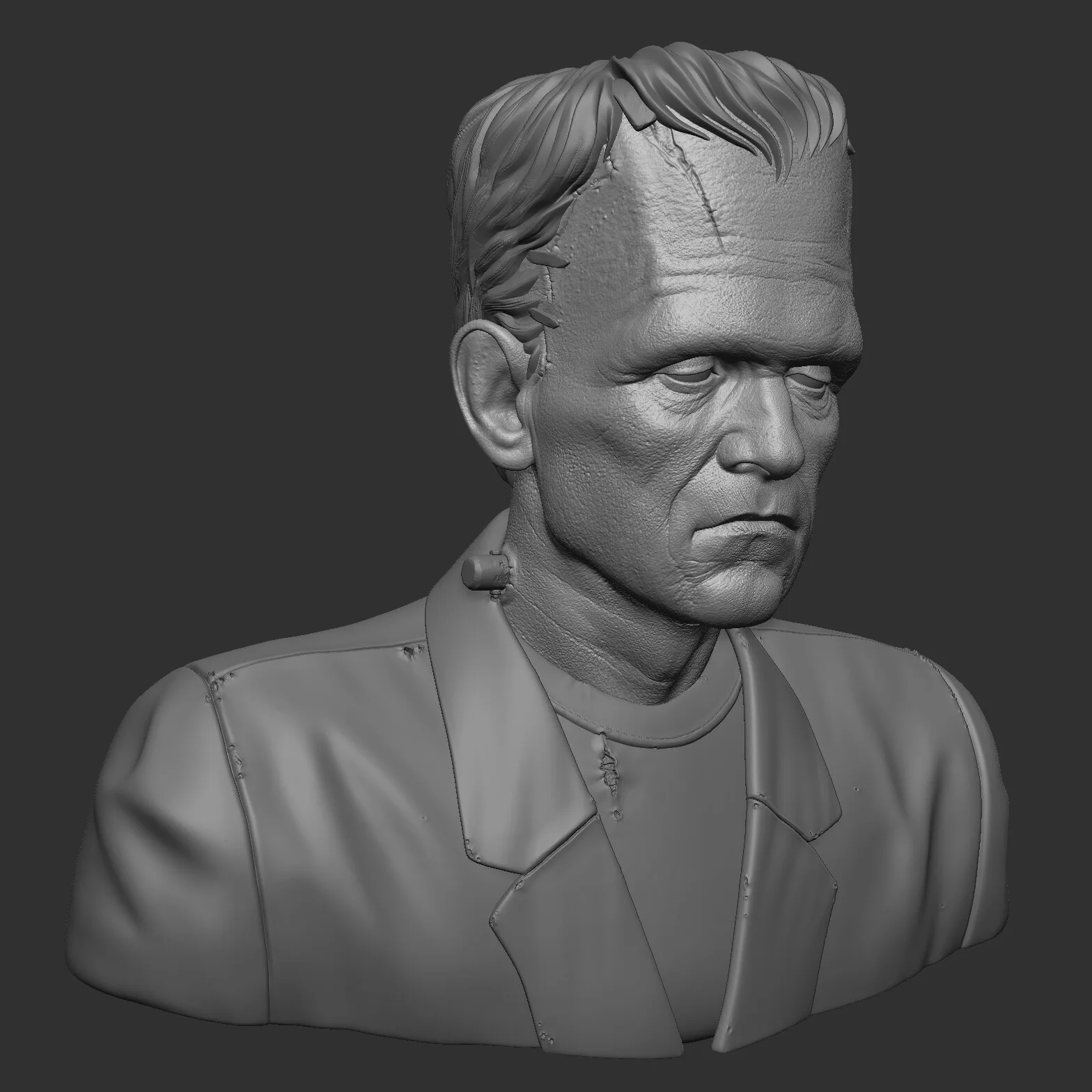 Frankenstein's Monster — ZBrush progress render 02, anatomy and proportion study by Anna Schmelzer