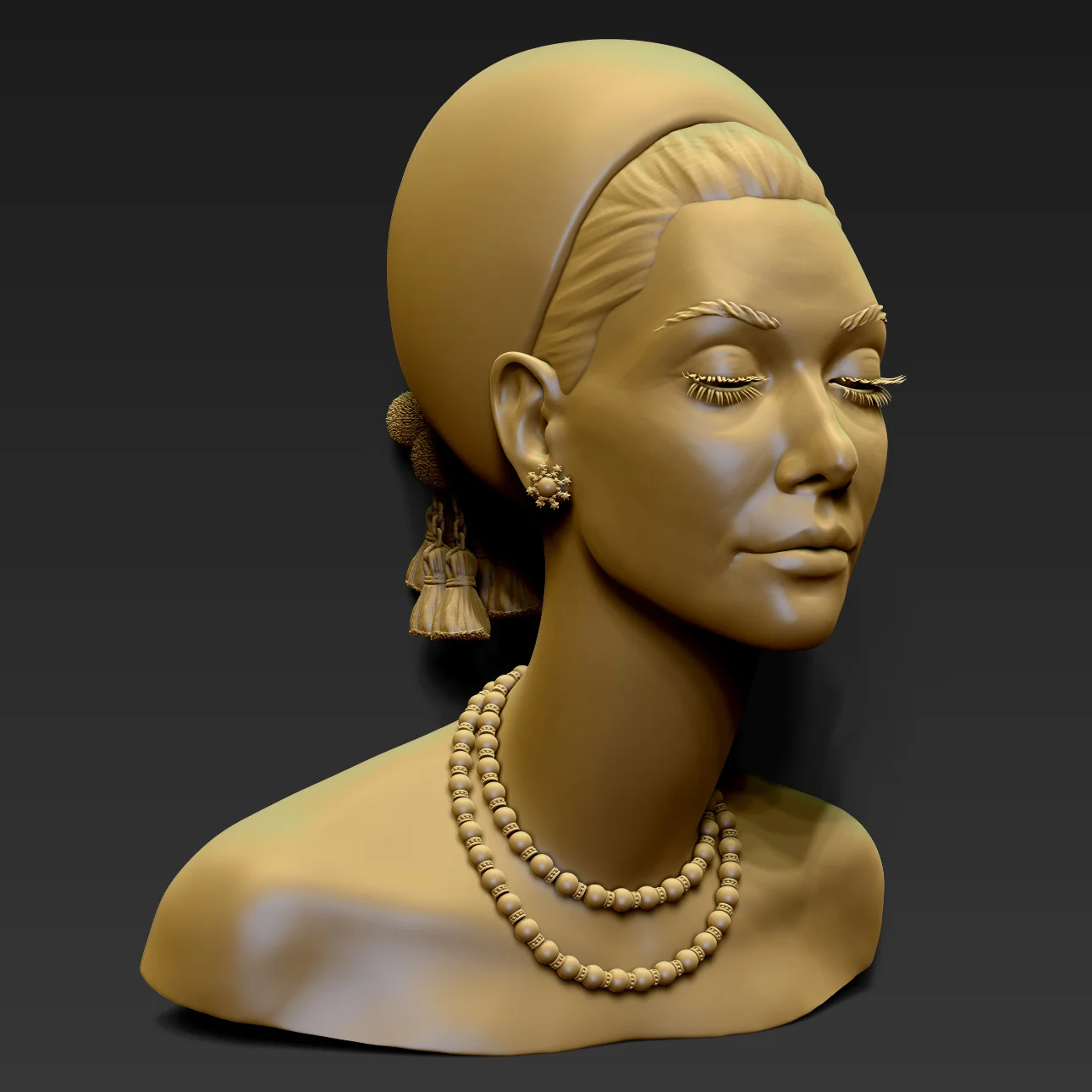 Digital portrait sculpt of Audrey Hepburn in ZBrush by Anna Schmelzer