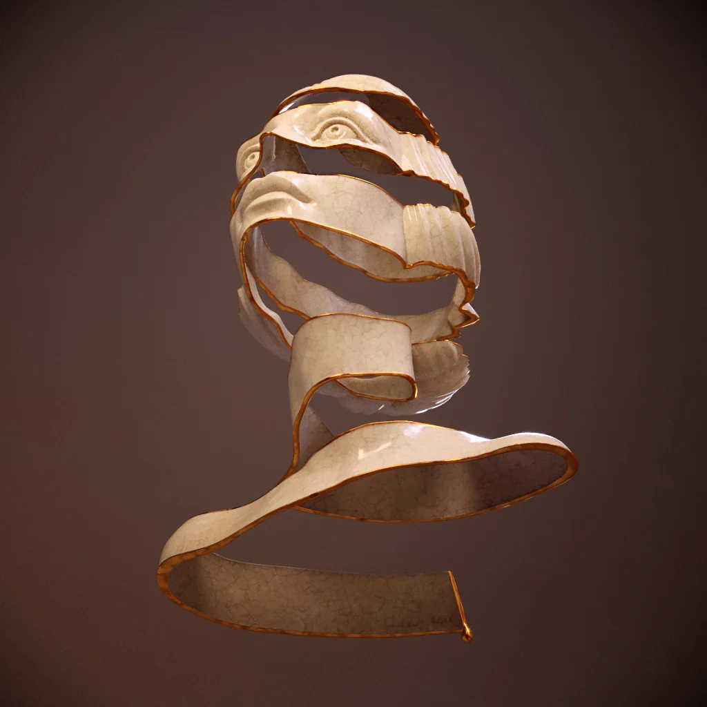 Underside angle of the Escheresque portrait experiment by Anna Schmelzer