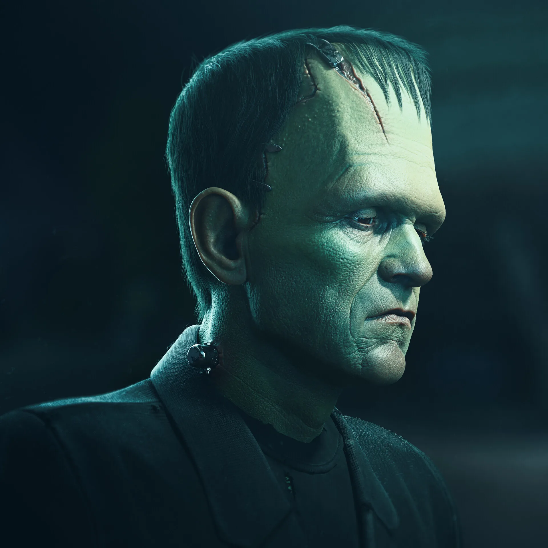 Frankenstein's Monster — side profile character sculpt by Anna Schmelzer