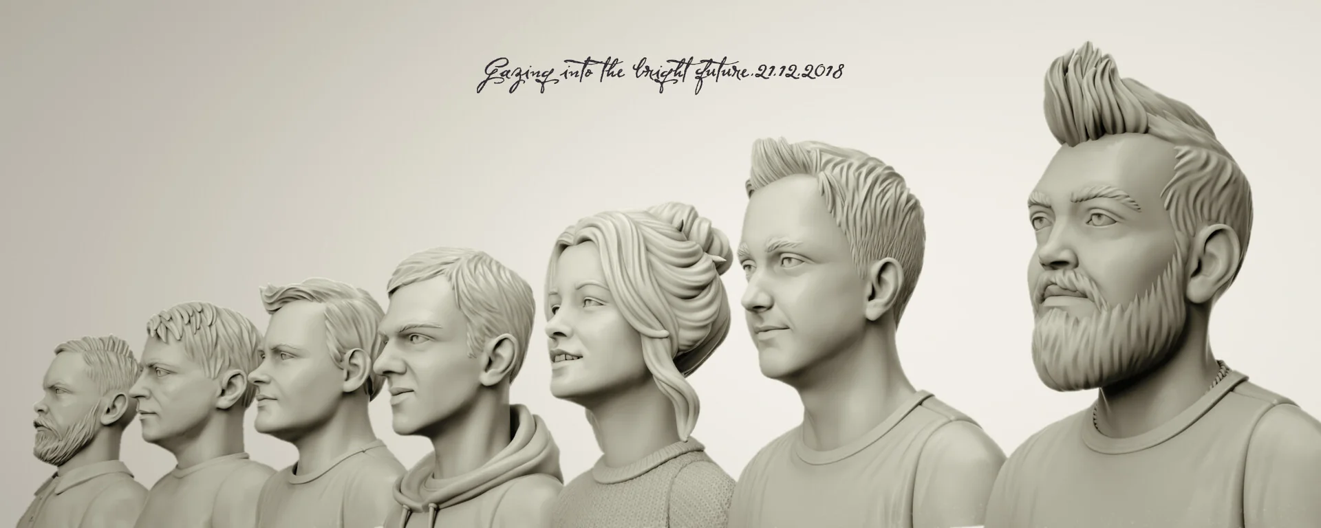 Toyfight portrait series lineup of stylized likeness sculpts by Anna Schmelzer