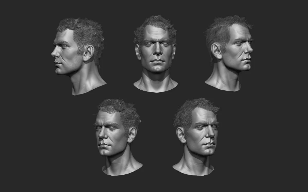 Presentation collage of the ZBrush Fencer WebGL game character by Anna Schmelzer