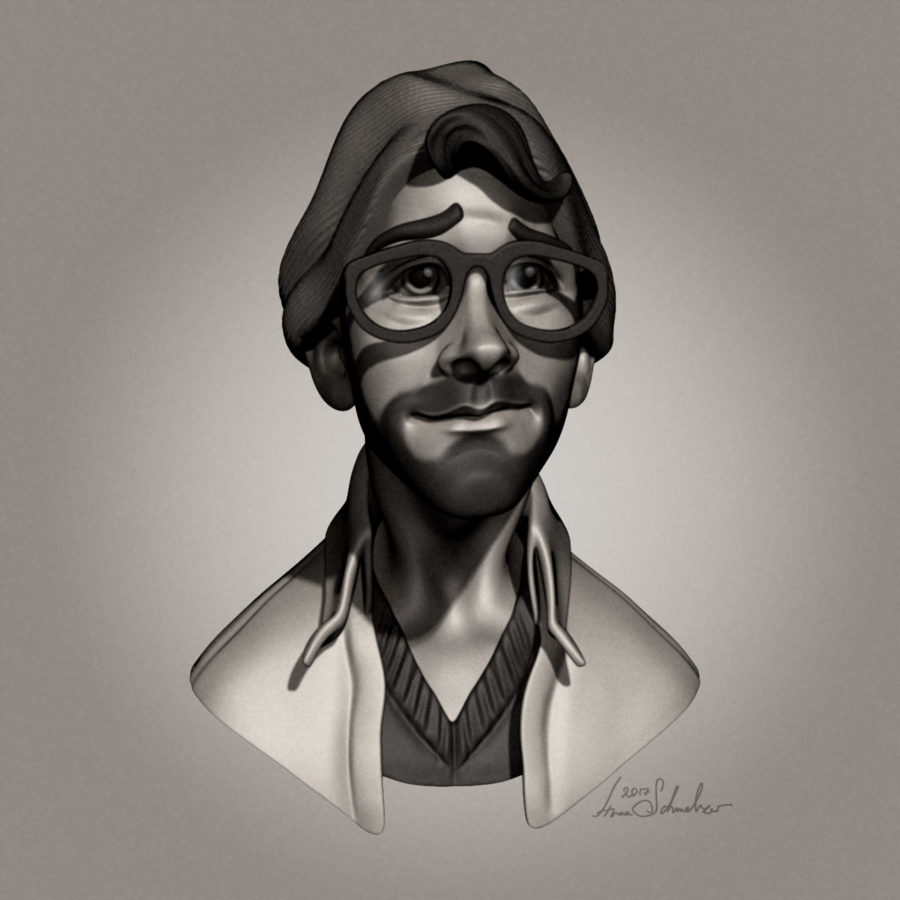 Hippster-Portrait-by-Anna-Schmelzer-ZBrush-Animation-Character-front