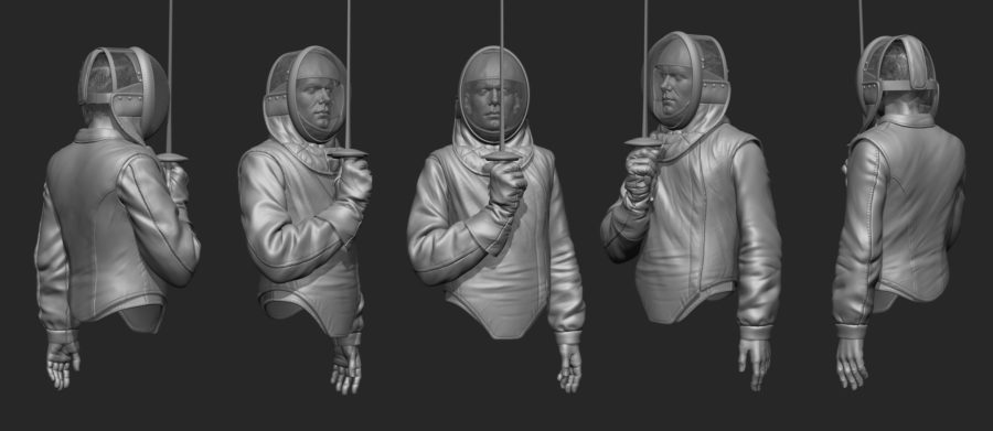ZBrush Fencer body for WebGL by Anna Schmelzer collage