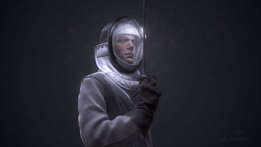 ZBrush Fencer portrait for WebGL by Anna Schmelzer wide left