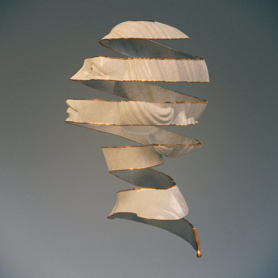 Escheresque PSpiral Portrait cool colors Sculptor Anna Schmelzer